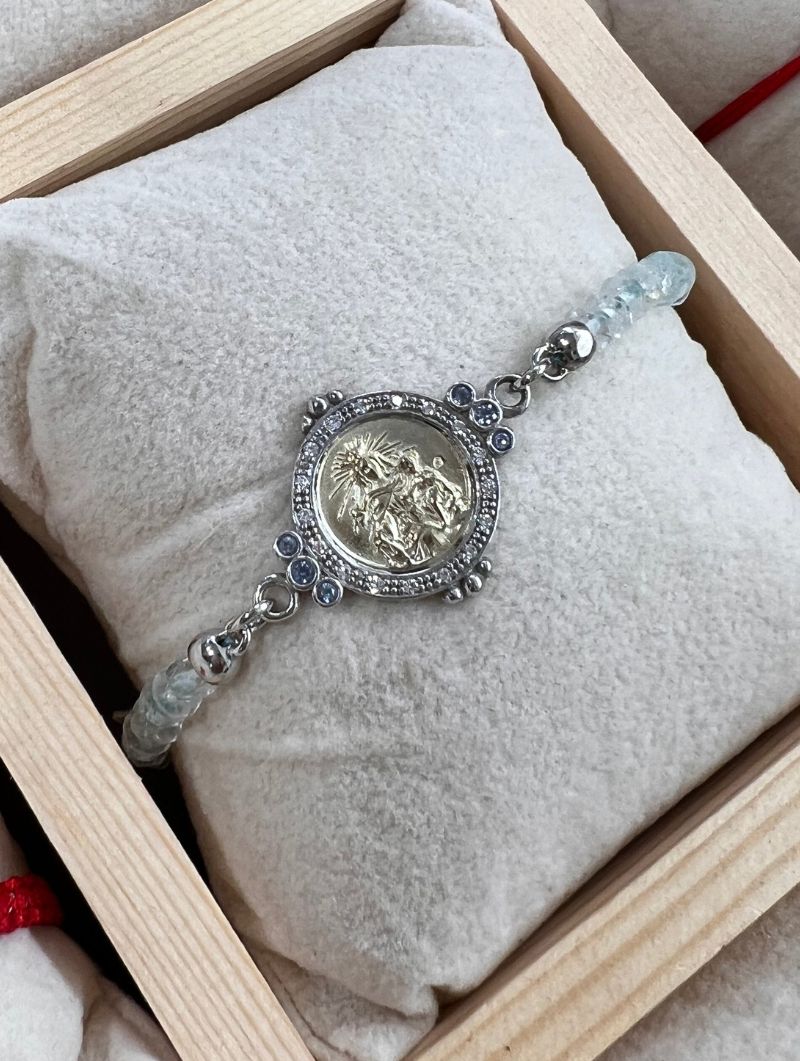 Pulsera Scapulare Della Vergine Del Carmen In Argento 925 - Bracciale Gioiello Religioso