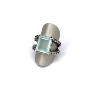 anillo plata de primera ley con cuarzo aventurina y circonitas